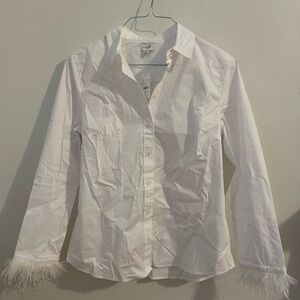White feathered blouse